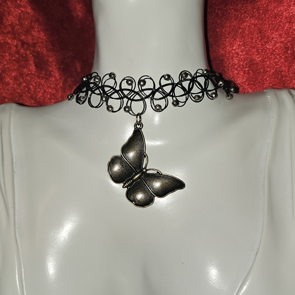 Butterfly tattoo choker Necklace 90s boho